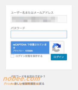 reCAPTCHAのパスワード入力の写真